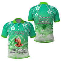 Custom Photo In Loving Memory Memorial Polo Shirt Hawaiian Lei With Plumeria CTM05 - Polynesian Pride