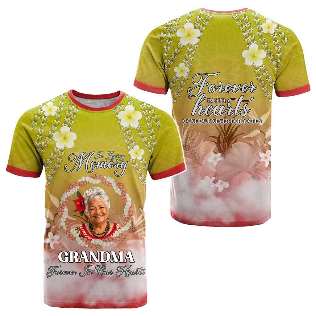 Custom Photo In Loving Memory Memorial T shirt Hawaiian Lei With Plumeria CTM05 - Polynesian Pride