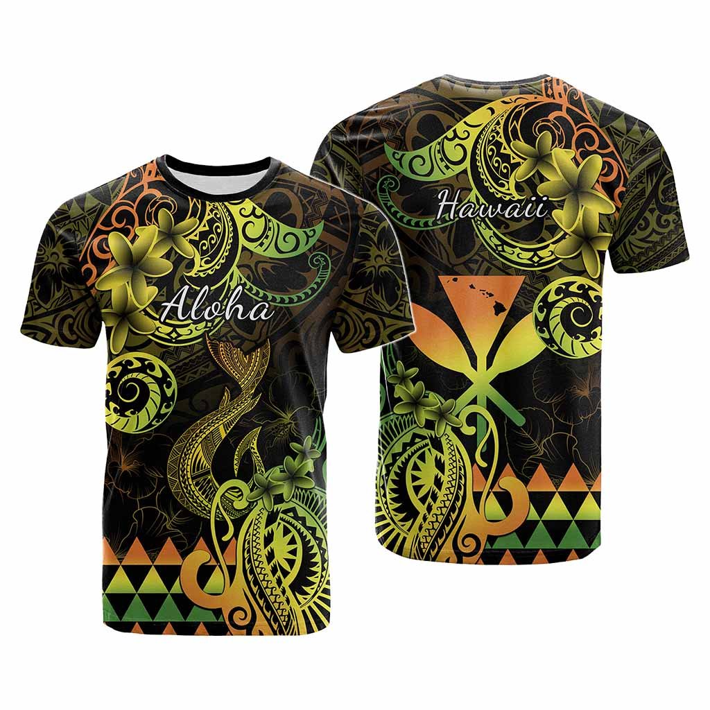 Custom Hawaii Symbols T Shirt Plumeria Kakau Polynesian Tribal
