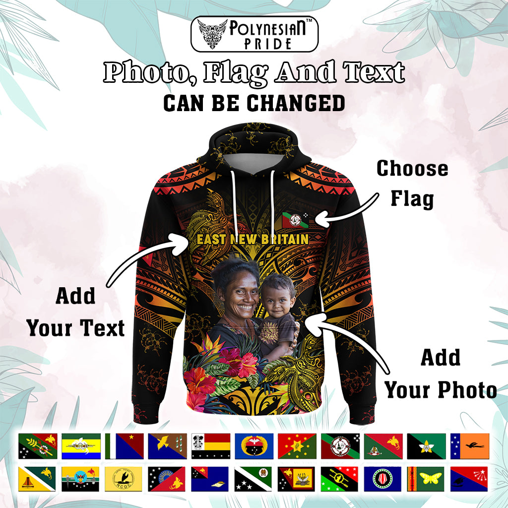 Custom Photo Papua New Guinea Provinces Hoodie Symbol Flag Sepik Blue Orchid Motifs CTM05 - Polynesian Pride