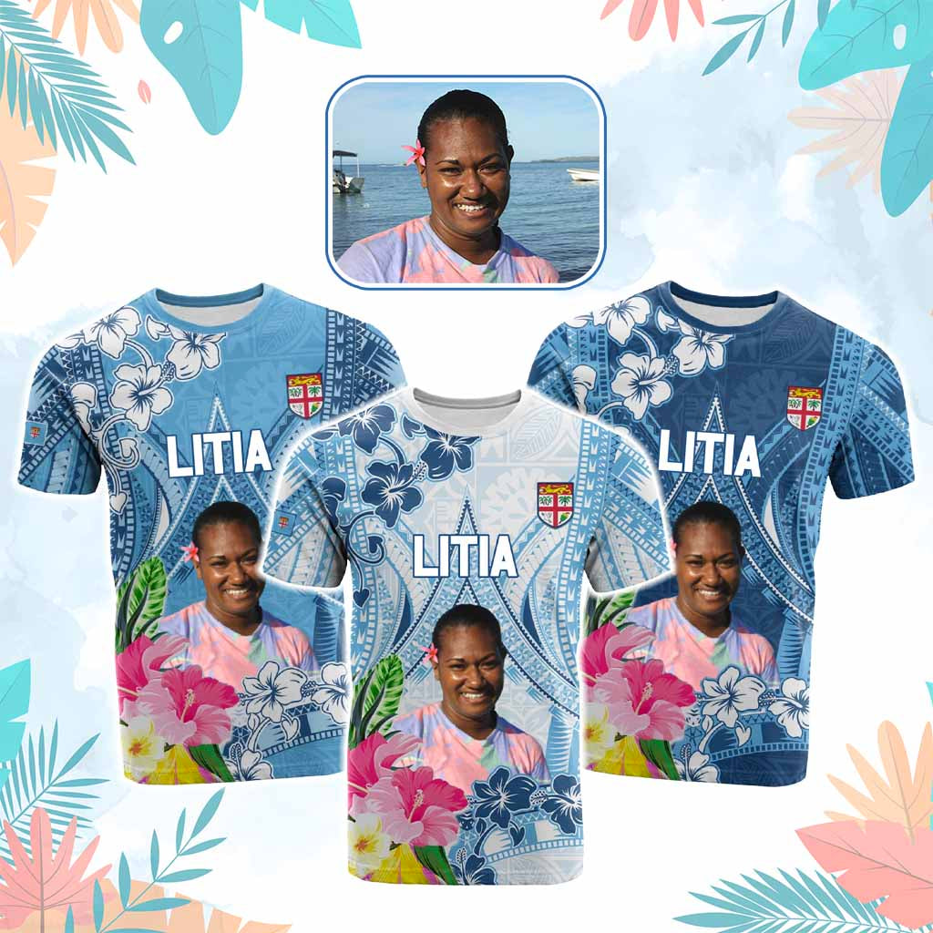 Custom Photo Love Fiji T Shirt Fiji In My Heart Tapa Pattern CTM05 Multicolor - Polynesian Pride