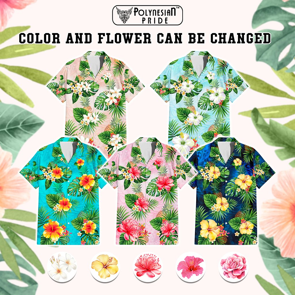 Custom Hawaii Islands Flowers Hawaiian Shirt Polynesian Tribal