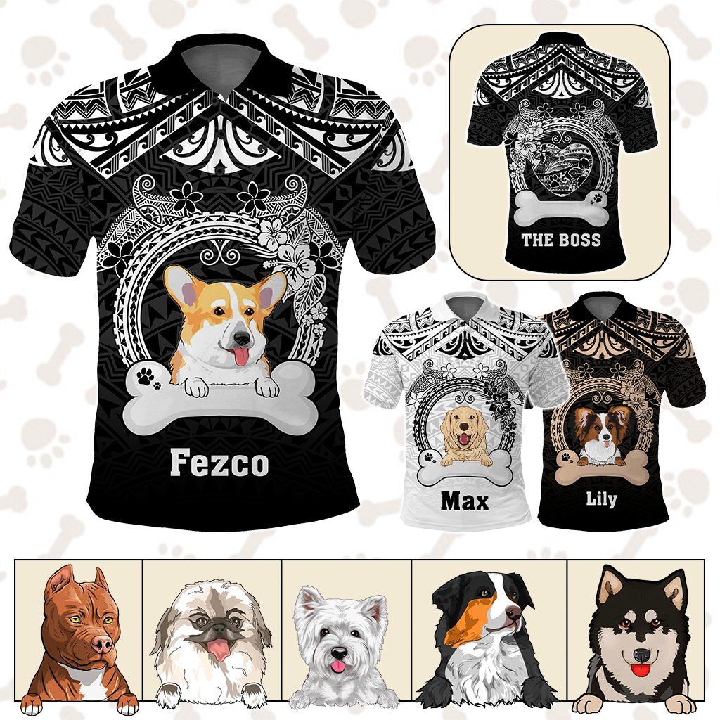 Custom Dog Polo Shirt With Polynesian Pattern