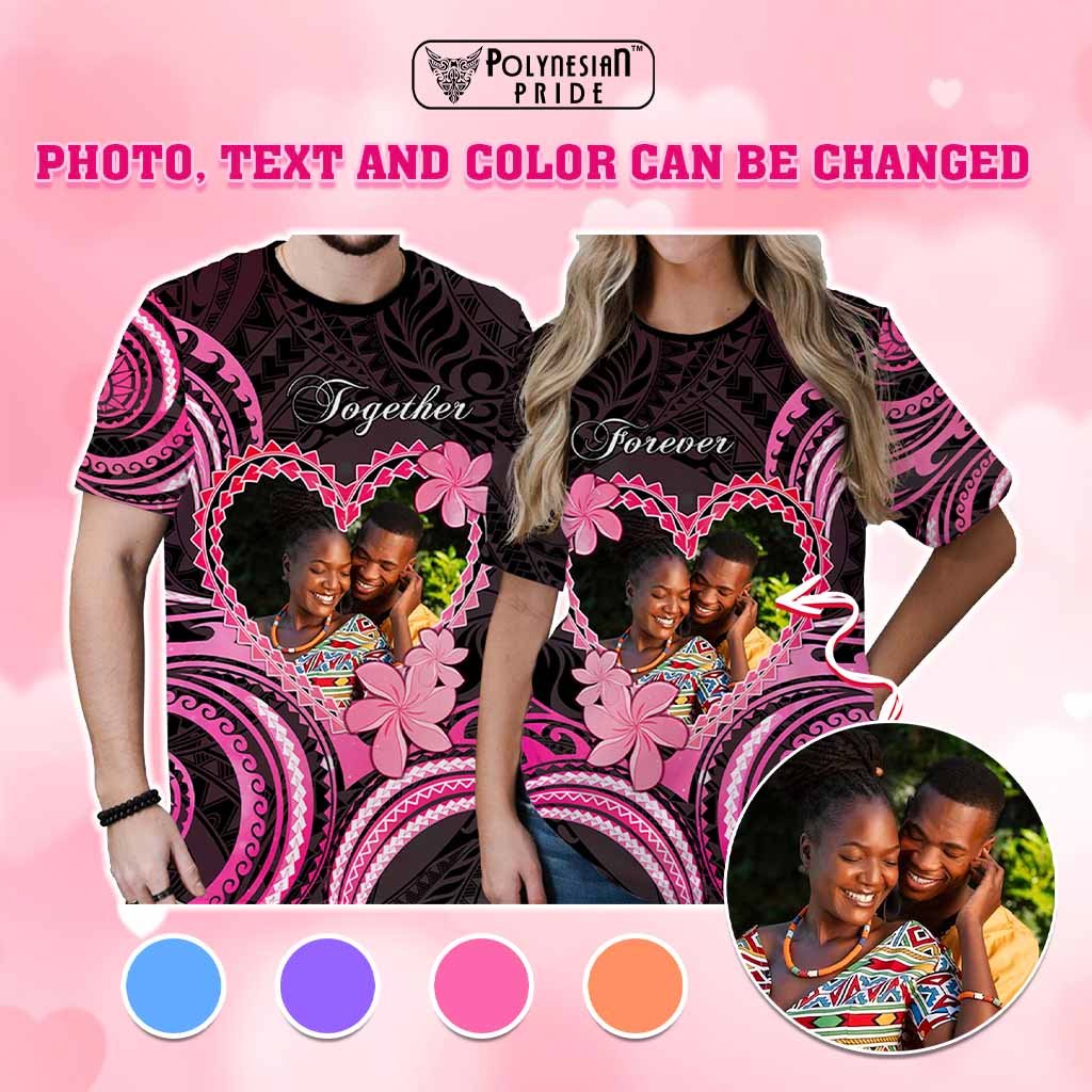Custom Photo Polynesian Couple Valentine Day T shirt I LOVE YOU FOREVER