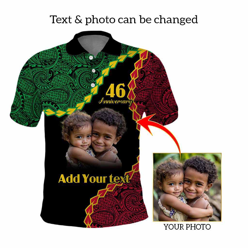 Vanuatu Independence Anniversary Custom Photo Personalized Polo Shirt Long God Yumi Stanap