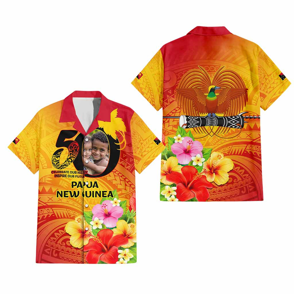 Custom Photo Papua New Guinea 50th Years Hawaiian Shirt Hapi De bilong Indipendens Papua Niugini