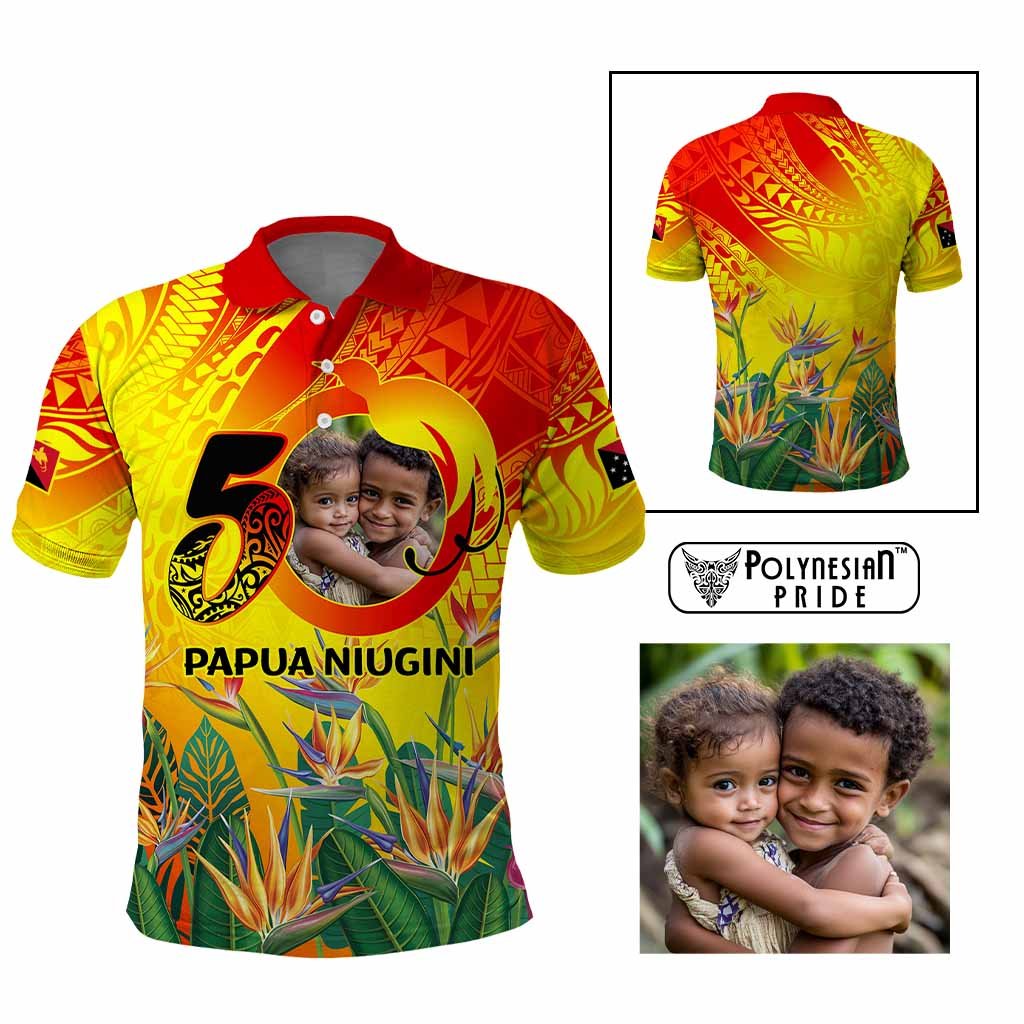 Custom Photo Papua Niugini Hapi 50th Indipendens Polo Shirt Year of PNG 1975-2025 CTM09 Multicolor - Polynesian Pride
