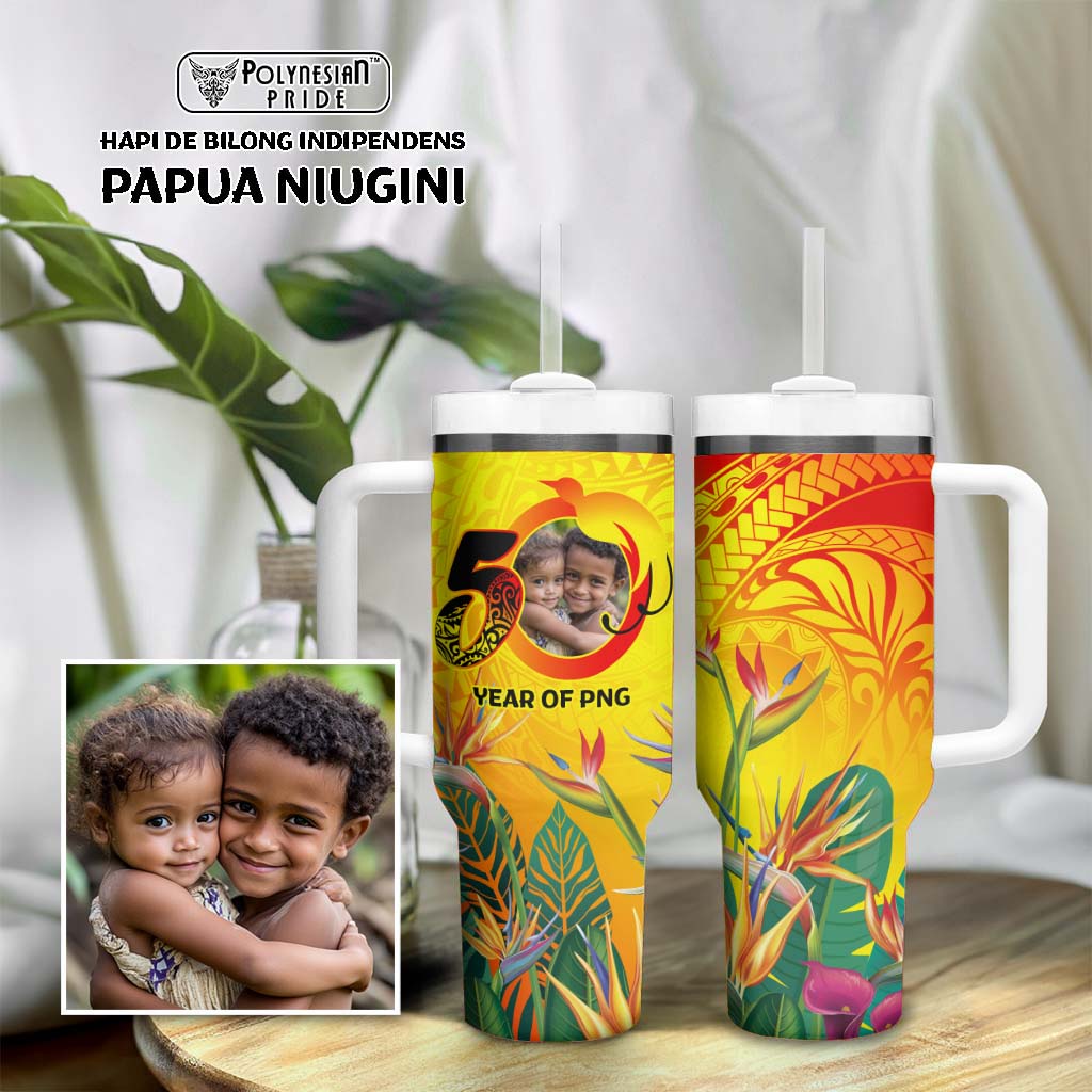 Custom Photo Papua Niugini Hapi 50th Indipendens Tumbler With Handle Year of PNG 1975-2025 CTM09 One Size: 40 oz Multicolor - Polynesian Pride