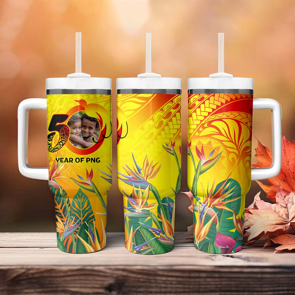 Custom Photo Papua Niugini Hapi 50th Indipendens Tumbler With Handle Year of PNG 1975-2025 CTM09 - Polynesian Pride