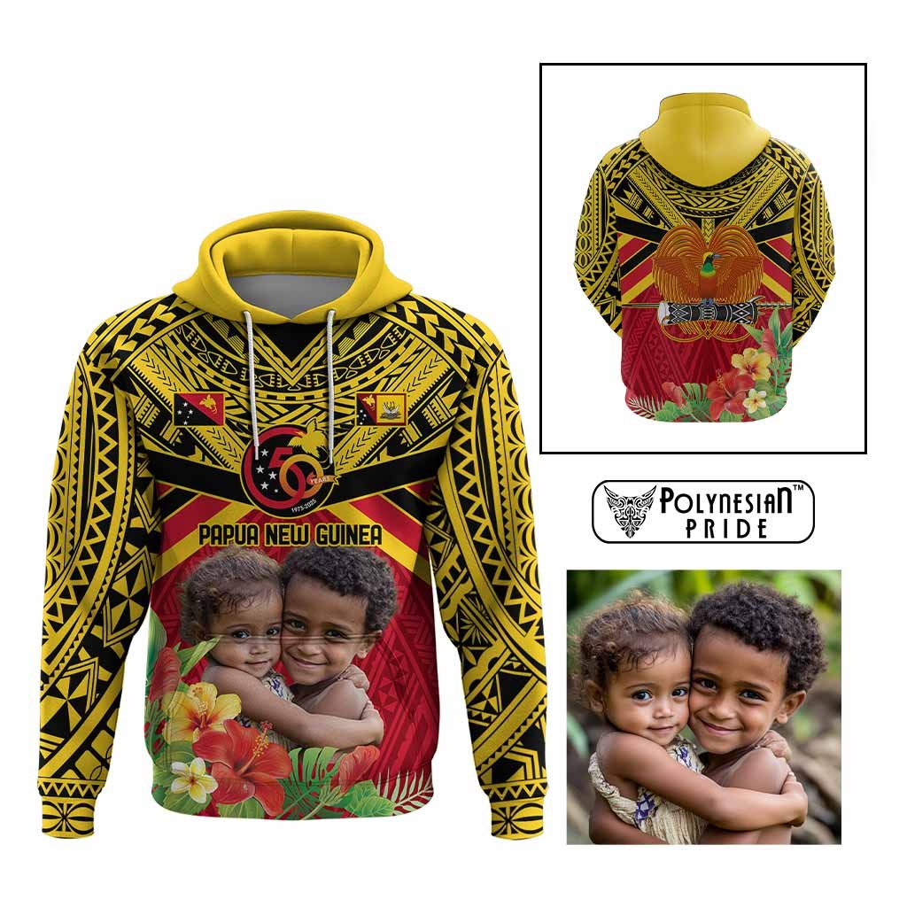 Custom Photo Provinces of Papua New Guinea 50th Years Hoodie Hapi De bilong Indipendens CTM09 Multicolor - Polynesian Pride