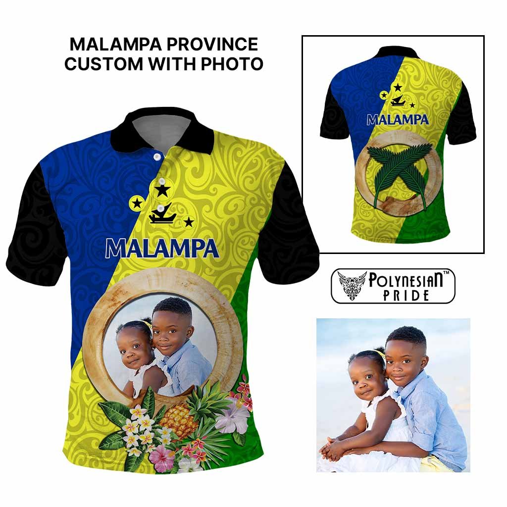 Malampa Province Custom Polo Shirt With Photo Vanuatuan Boar's Tusk Flag Multicolored CTM09 Multicolor - Polynesian Pride