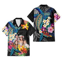 Custom Photo Polynesian Shark Tattoo Hawaiian Shirt Beauty Pacific Flowers - Polynesian Pride
