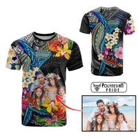 Custom Photo Polynesian Shark Tattoo T Shirt Beauty Pacific Flowers CTM09 Multicolor - Polynesian Pride
