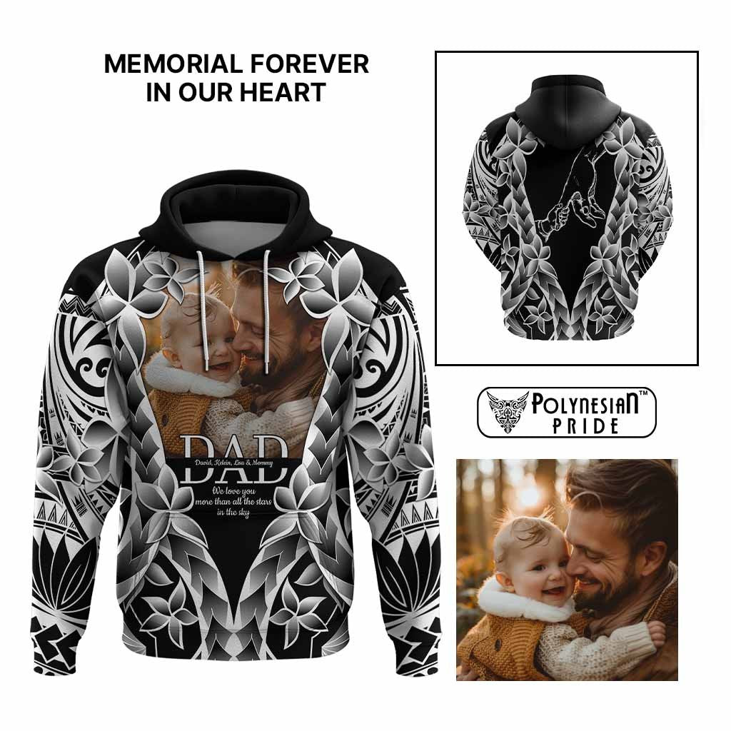 Custom Upload Photo Happy Father's Day - Best Dad Ever Hoodie Polynesian Plumeria Tribal Art CTM09 Multicolor - Polynesian Pride