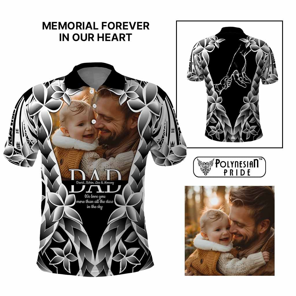 Custom Upload Photo Happy Father's Day - Best Dad Ever Polo Shirt Polynesian Plumeria Tribal Art CTM09 Multicolor - Polynesian Pride