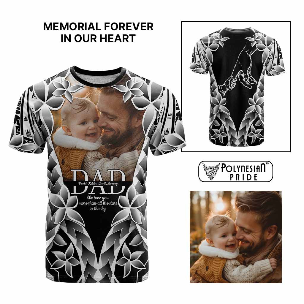 Custom Upload Photo Happy Father's Day - Best Dad Ever T Shirt Polynesian Plumeria Tribal Art CTM09 Multicolor - Polynesian Pride