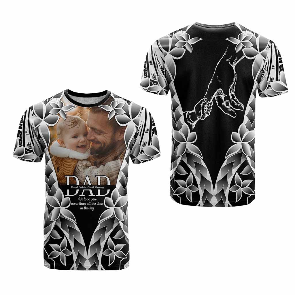 Custom Upload Photo Happy Father's Day - Best Dad Ever T Shirt Polynesian Plumeria Tribal Art CTM09 - Polynesian Pride