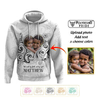 Custom Photo Name Polynesian White Sunday Hoodie Tribal Art Heart with Cross