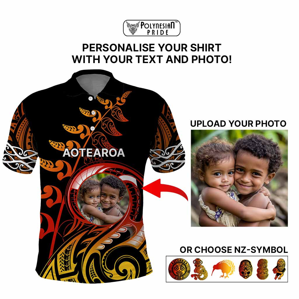 Custom New Zealand Polo Shirt Aotearoa Symbols with Maori Fern Reggae Arty Color