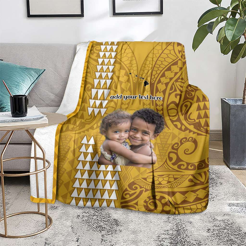 Custom Photo Hawaii Blanket Kakau Mixed Polynesian Tribal