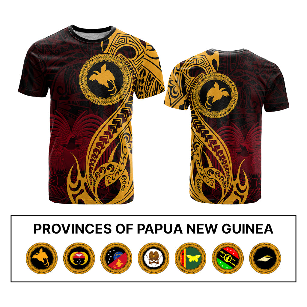 Custom Provinces of Papua New Guinea T Shirt Bird of Paradise Polynesian Tribal - Polynesian Pride