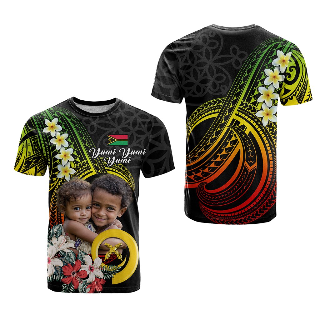 Custom Photo Vanuatu Provinces T Shirt Vanuatuan Pig Tusk and Pacific Beauty Flower CTM09 - Polynesian Pride