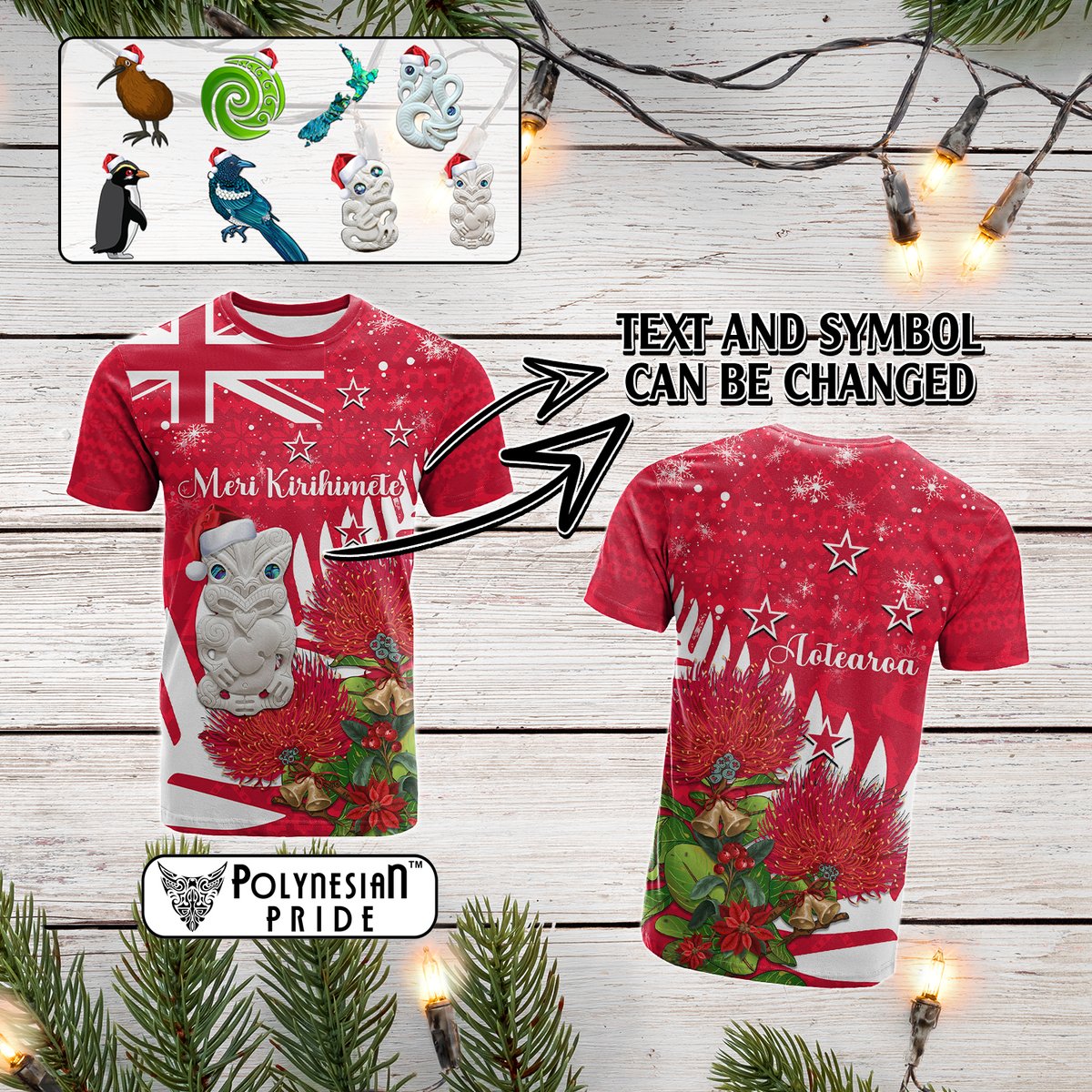 Custom New Zealand Christmas In July T Shirt Meri Kirihimete Aotearoa Pohutukawa Flowers CTM14 - Polynesian Pride