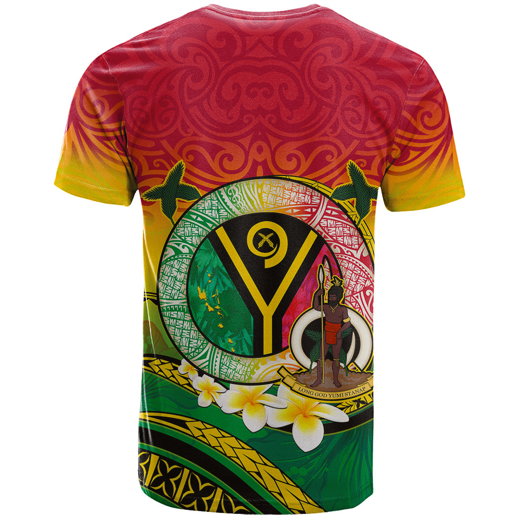 Custom Photo Vanuatu Provinces T Shirt Coat Of Arms Mix Flag - Polynesian Pride
