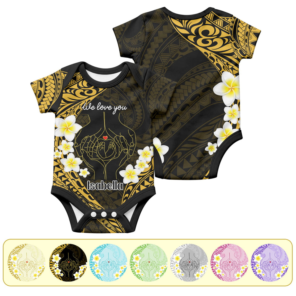 Custom Polynesia Baby and Parents Baby Onesie We Love You Plumeria Polynesian Pattern CTM14 Multicolor - Polynesian Pride