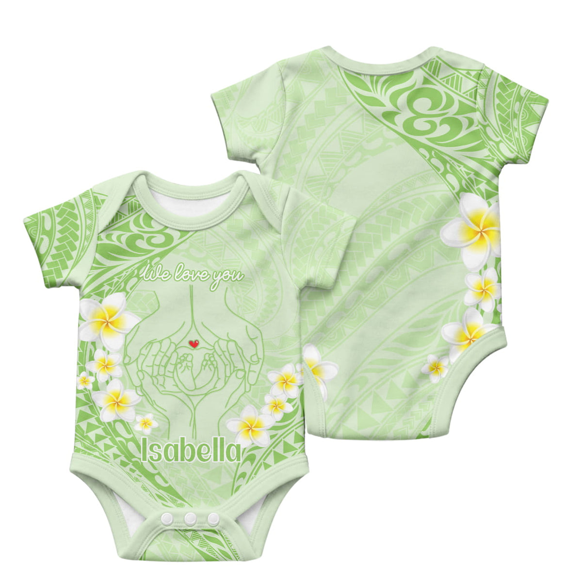 Custom Polynesia Baby and Parents Baby Onesie We Love You Plumeria Polynesian Pattern CTM14 - Polynesian Pride
