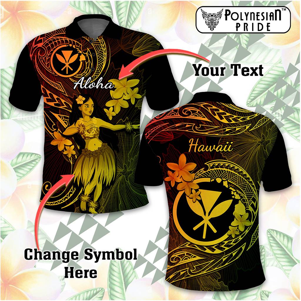 Custom Hawaii Symbols Polo Shirt Tropical Flowers With Kanaka Maoli CTM14 - Polynesian Pride