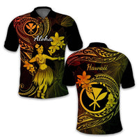 Custom Hawaii Symbols Polo Shirt Tropical Flowers With Kanaka Maoli CTM14 - Polynesian Pride
