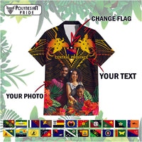 Custom Photo Papua New Guinea Provinces Hawaiian Shirt Flag With Polynesian Tropical Flowers - Polynesian Pride