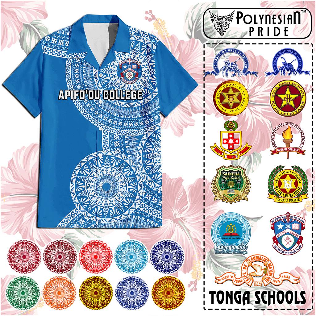 Custom Tonga Schools Hawaiian Shirt Tongan Schools Logo With Ngatu Pattern