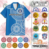 Custom Tonga Schools Hawaiian Shirt Tongan Schools Logo With Ngatu Pattern