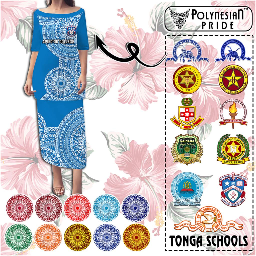 Custom Tonga Schools Puletasi Tongan Schools Logo With Ngatu Pattern