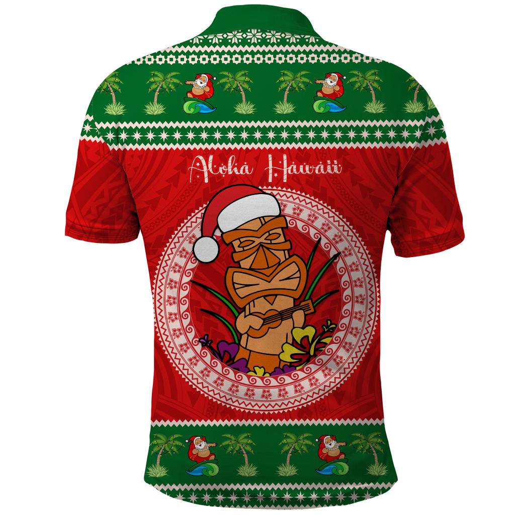 Custom Photo Aloha Hawaii Christmas Polo Shirt Tiki Santa Mele Kalikimaka CTM14 - Polynesian Pride