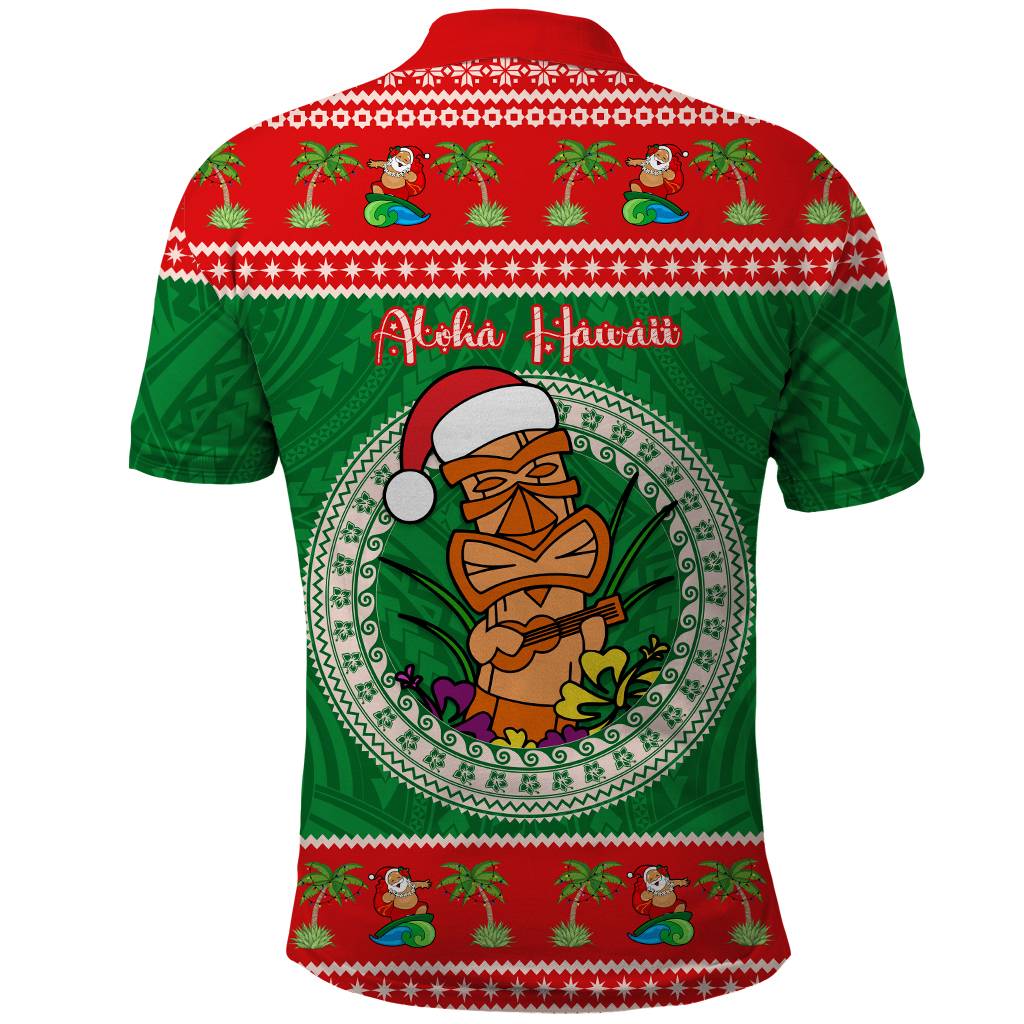 Custom Photo Aloha Hawaii Christmas Polo Shirt Tiki Santa Mele Kalikimaka CTM14 - Polynesian Pride