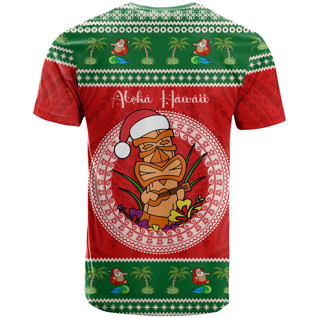 Custom Photo Aloha Hawaii Christmas T Shirt Tiki Santa Mele Kalikimaka CTM14 - Polynesian Pride