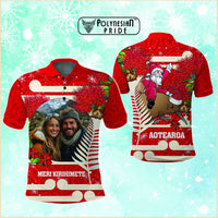 Custom Photo Kia Ora New Zealand Polo Shirt Pohutukawa Kiwi Santa Meri Kirihimete CTM14 - Polynesian Pride