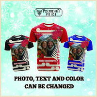 Custom Photo Kia Ora New Zealand T Shirt Pohutukawa Kiwi Santa Meri Kirihimete CTM14 - Polynesian Pride