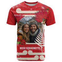 Custom Photo Kia Ora New Zealand T Shirt Pohutukawa Kiwi Santa Meri Kirihimete CTM14 - Polynesian Pride