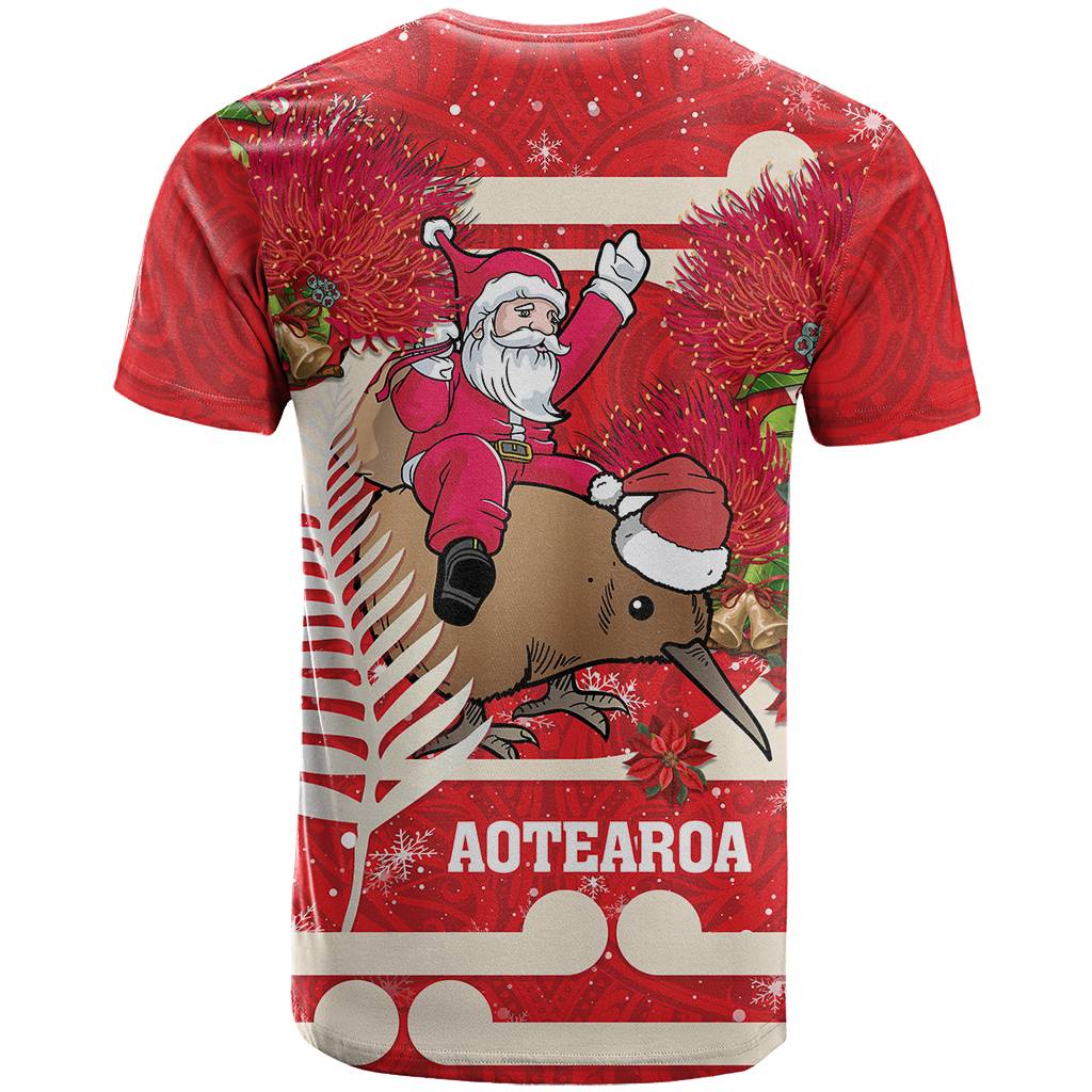 Custom Photo Kia Ora New Zealand T Shirt Pohutukawa Kiwi Santa Meri Kirihimete CTM14 - Polynesian Pride