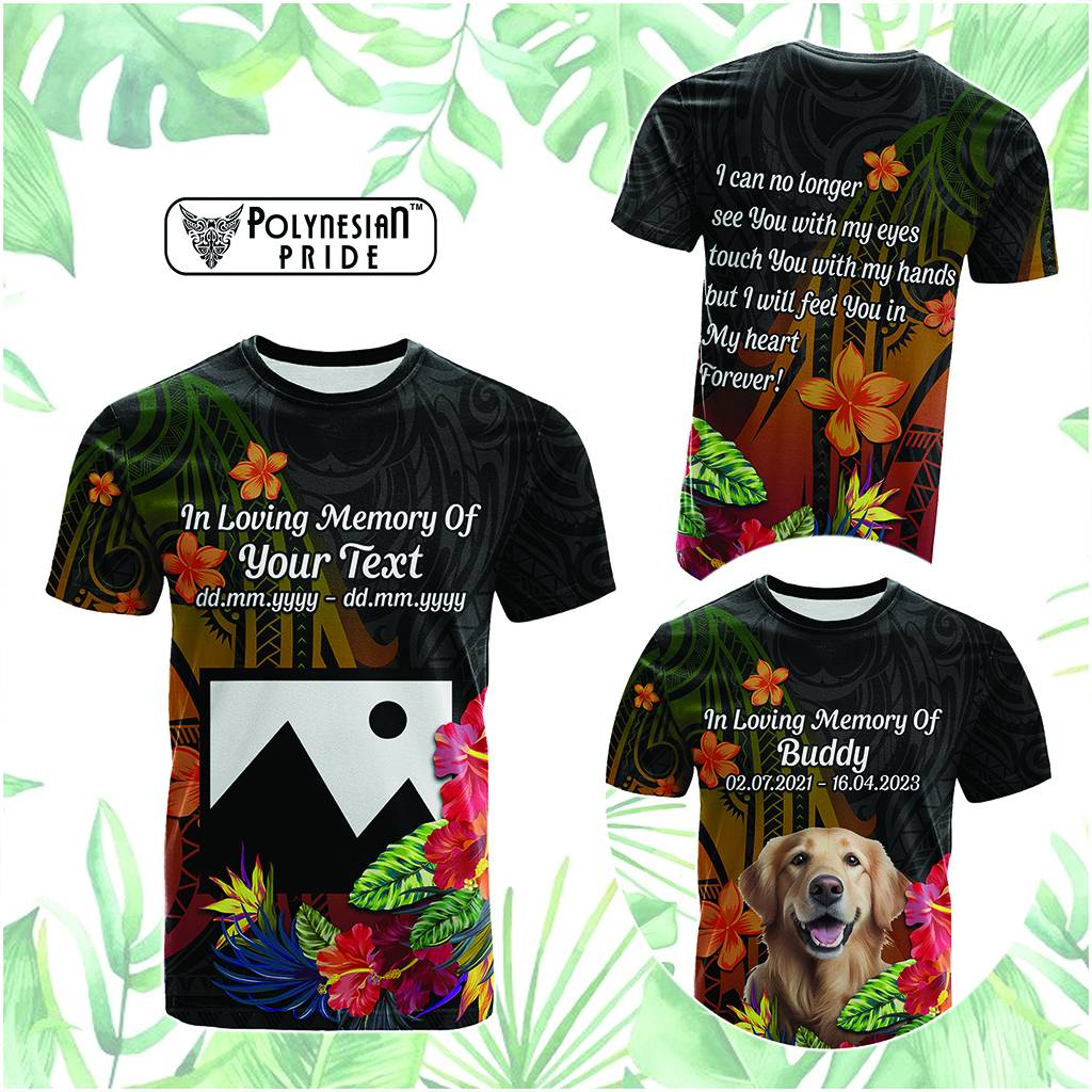 Custom Photo In Loving Memory T Shirt Polynesian Memorial Gift For Family And Pet Lovers CTM14 Black - Polynesian Pride