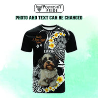 Custom Photo Happy International Dog Day T Shirt Tropical Flowers With Polynesian Pattern CTM14 - Polynesian Pride
