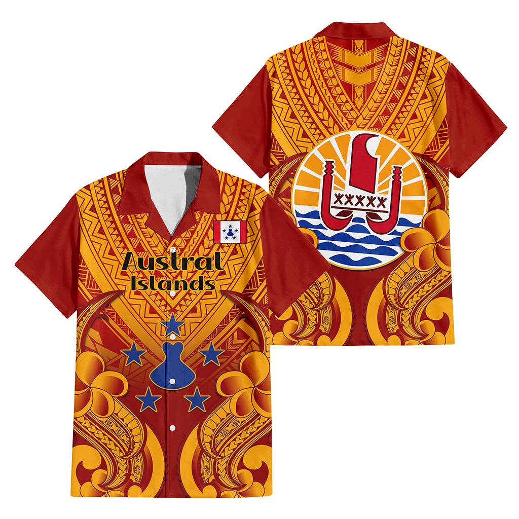 Custom French Polynesia Hawaiian Shirt Five Groups Of Islands Flag Plumeria Polynesian Tribal