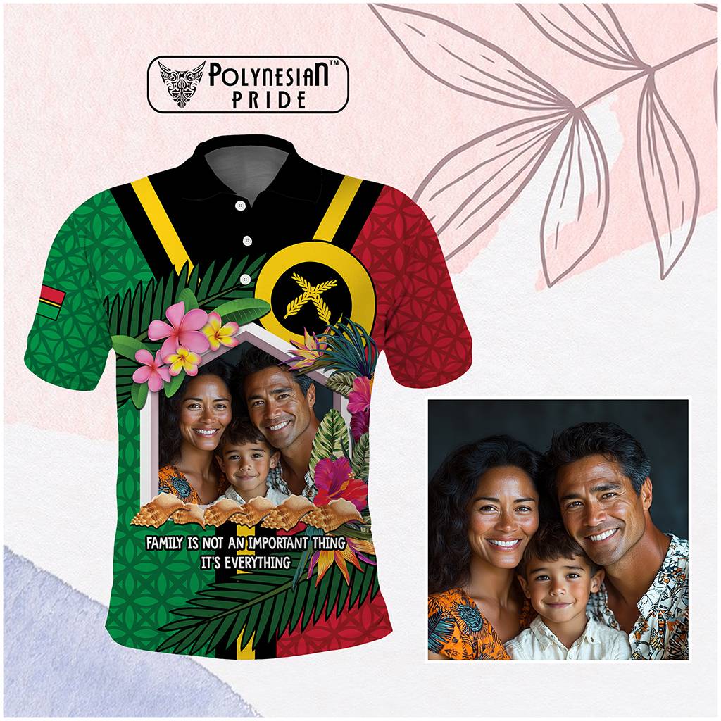 Custom Photo Vanuatu Family Day Polo Shirt Vanuatuan Sand Drawing Family Is Everything CTM14 Multicolor - Polynesian Pride