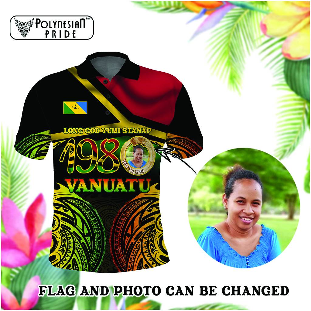 Custom Photo Vanuatu 1980 Polo Shirt Yumi Yumi Yumi Independence Anniversary CTM14 - Polynesian Pride