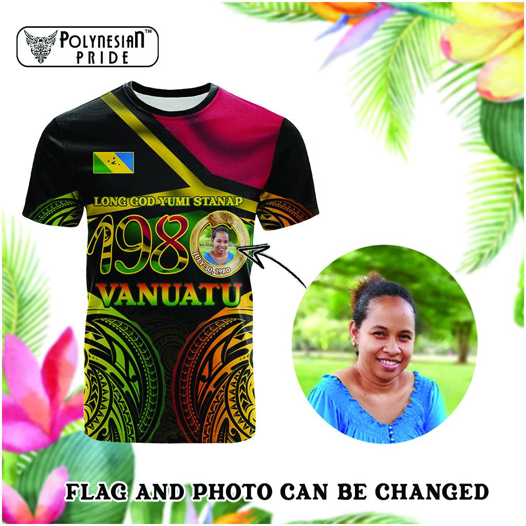 Custom Photo Vanuatu 1980 T Shirt Yumi Yumi Yumi Independence Anniversary CTM14 - Polynesian Pride