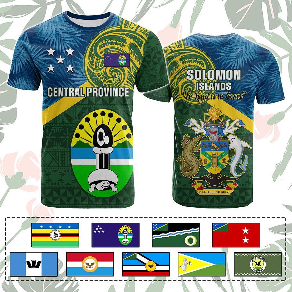 Custom Solomon Islands Provinces T Shirt Coat Of Arms With Flag Unique Version